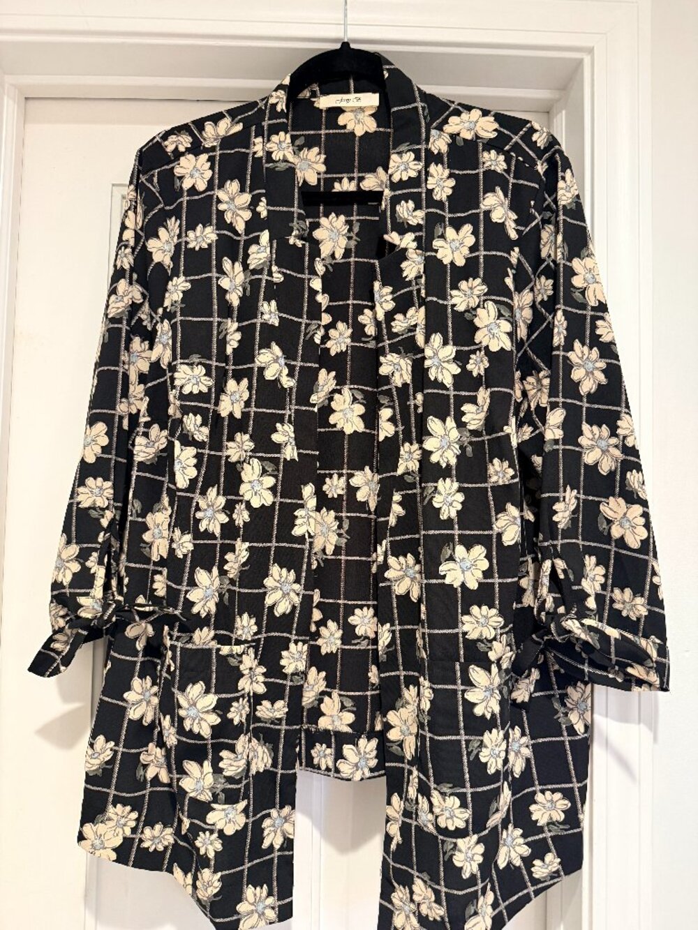 Jessy P Floral Windowpane Lightweight Blazer